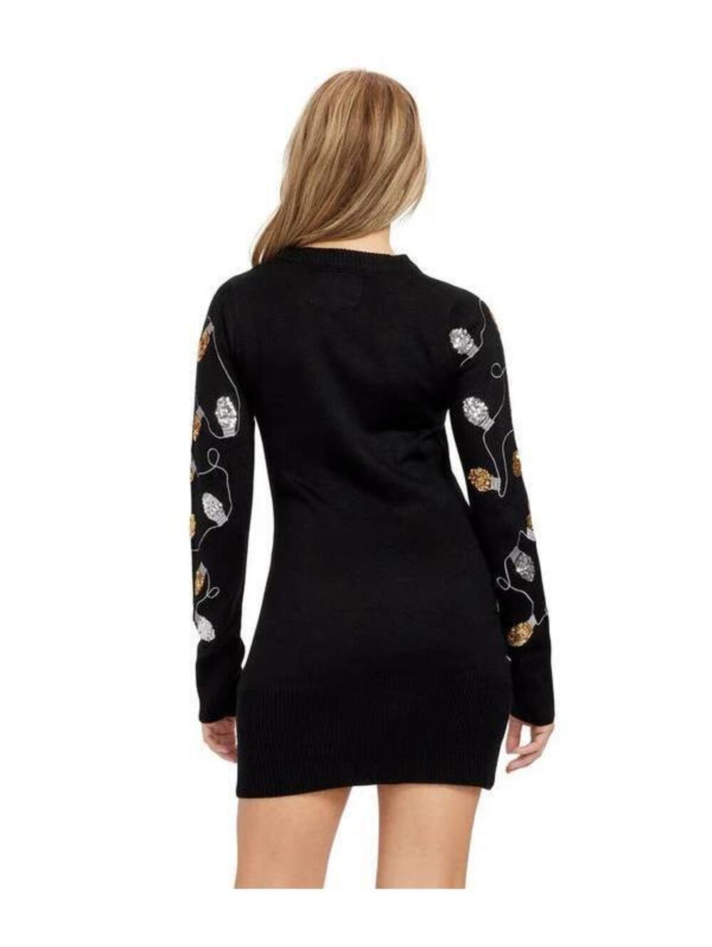 NWT Tipsy Elves Women's Christmas Light Strand Sequin Sweater Dress Size Medium - Picture 2 of 10